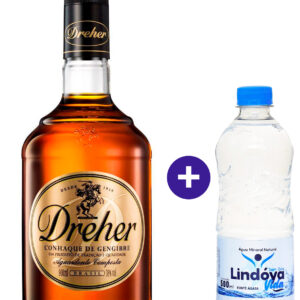 Combo Conhaque Dreher 900ml + Água Mineral Lindóya Sem Gás 500ml