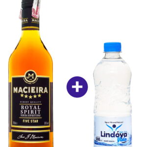 Combo Conhaque Macieira 5 Estrelas Royal Brandy 700ml + Água Mineral Lindóya Sem Gás 500ml