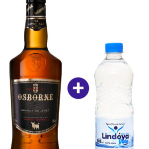 Combo Brandy de Jerez Osborne 700ml + Água Mineral Lindóya Sem Gás 500ml
