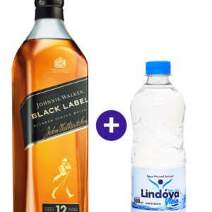 Combo Whisky Johnnie Walker Black Label 12 Anos 1L + Agua Mineral Lindoya Sem Gas 500ml