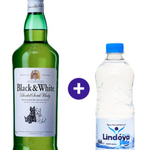 Combo Whisky Black & White 1L + Agua Mineral Lindoya Sem Gas 500ml
