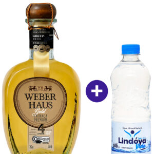 Combo Cachaça Weber Haus Premium Gold 4 Anos 750ml + Água Mineral Lindóya Sem Gás 500ml