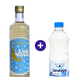 Combo Cachaça Lua Nova Salinas 700ml + Água Mineral Lindóya Sem Gás 500ml