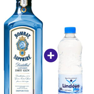 Combo Gin Bombay Sapphire London Dry 750ml + Água Mineral Lindóya Sem Gás 500ml