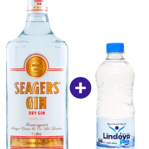 Combo Gin Seager's London Dry 1L + Água Mineral Lindóya Sem Gás 500ml