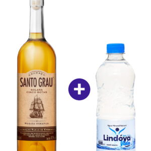Combo Cachaça Santo Grau Solera Cinco Botas 750ml + Água Mineral Lindóya Sem Gás 500ml