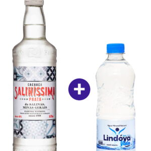 Combo Cachaça Saliníssima Prata 670ml + Água Mineral Lindóya Sem Gás 500ml