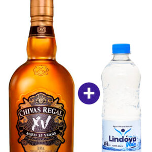 Combo Whisky Chivas Regal XV 15 anos Escoces 750ml + Agua Mineral Lindoya Sem Gas 500ml