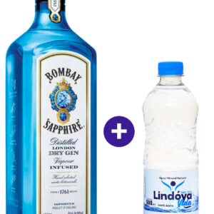 Combo Gin Bombay Sapphire London Dry 1,75L + Água Mineral Lindóya Sem Gás 500ml