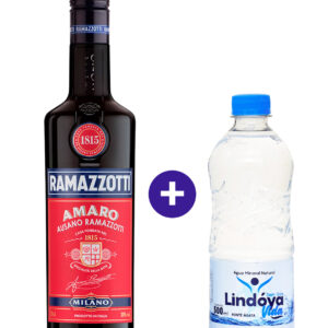 Combo Aperitivo Ramazzotti Amaro Rosso 700ml + Agua Mineral Lindoya Sem Gas 500ml