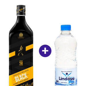 Combo Whisky Johnnie Walker Black Label Icons 1 L + Agua Mineral Lindoya Sem Gas 500ml