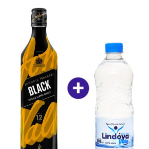 Combo Whisky Johnnie Walker Black Label Icons 750ml + Agua Mineral Lindoya Sem Gas 500ml
