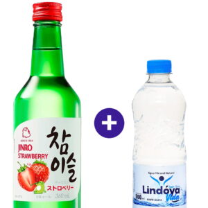 Combo Soju Jinro Strawberry 360ml + Água Mineral Lindóya Sem Gás 500ml