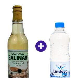 Combo Cachaca Salinas Tradicional 350ml + Água Mineral Lindóya Sem Gás 500ml