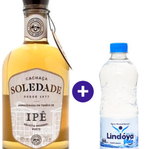 Combo Cachaça Soledade Ipê 750ml + Água Mineral Lindóya Sem Gás 500ml
