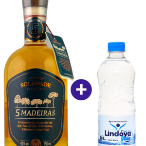 Combo Cachaça Soledade 5 Madeiras 750ml + Água Mineral Lindóya Sem Gás 500ml