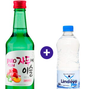 Combo Soju Jinro Plum 360ml + Água Mineral Lindóya Sem Gás 500ml