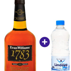 Combo Whisky Bourbon Evan Williams Kentucky 1783 750ml + Agua Mineral Lindoya Sem Gas 500ml