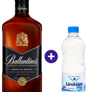 Combo Whisky Ballantine's American Barrel Blended Escoces 750ml + Agua Mineral Lindoya Sem Gas 500ml