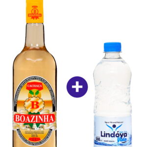 Combo Cachaça Boazinha Salinas 1L + Água Mineral Lindóya Sem Gás 500ml