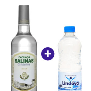Combo Cachaça Salinas Cristalina 1L+ Água Mineral Lindóya Sem Gás 500ml