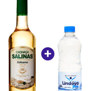 Combo Cachaça Salinas Bálsamo 1L + Água Mineral Lindóya Sem Gás 500ml