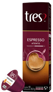 Café em Cápsula Tres Espresso Atento 80g com 10 Cápsulas