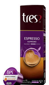 Café em Cápsula Tres Espresso Supremo 80g com 10 Cápsulas