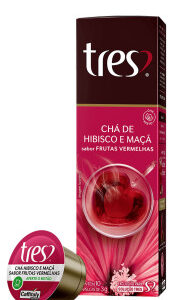 Chá em Cápsula Tres Hibisco e Maçã Sabor Frutas Vermelhas 30g com 10 Cápsulas