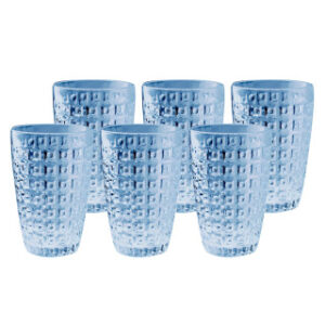 Jogo de 6 Copos em Vidro 355ml Cor Azul Luster