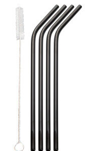 Canudo de Aço Inox Preto Dynasty com Escova Kit 5 de peças