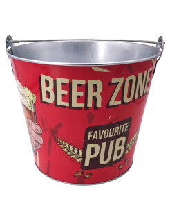 Balde para Cerveja em Metal 5L com Abridor de Garrafas BEER ZONE Vermelho