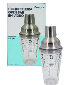 Coqueteleira em Vidro e Aço Inox Dynasty com Tampa 450ml